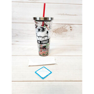 Spoontiques A Christmas Story Oh Fudge Glitter 20oz Cup w/Straw NEW